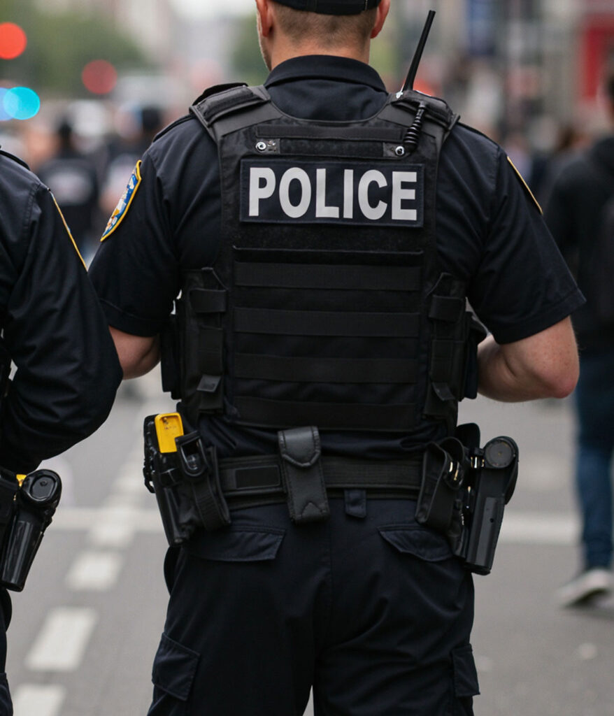 Police wearing PPE Uniform